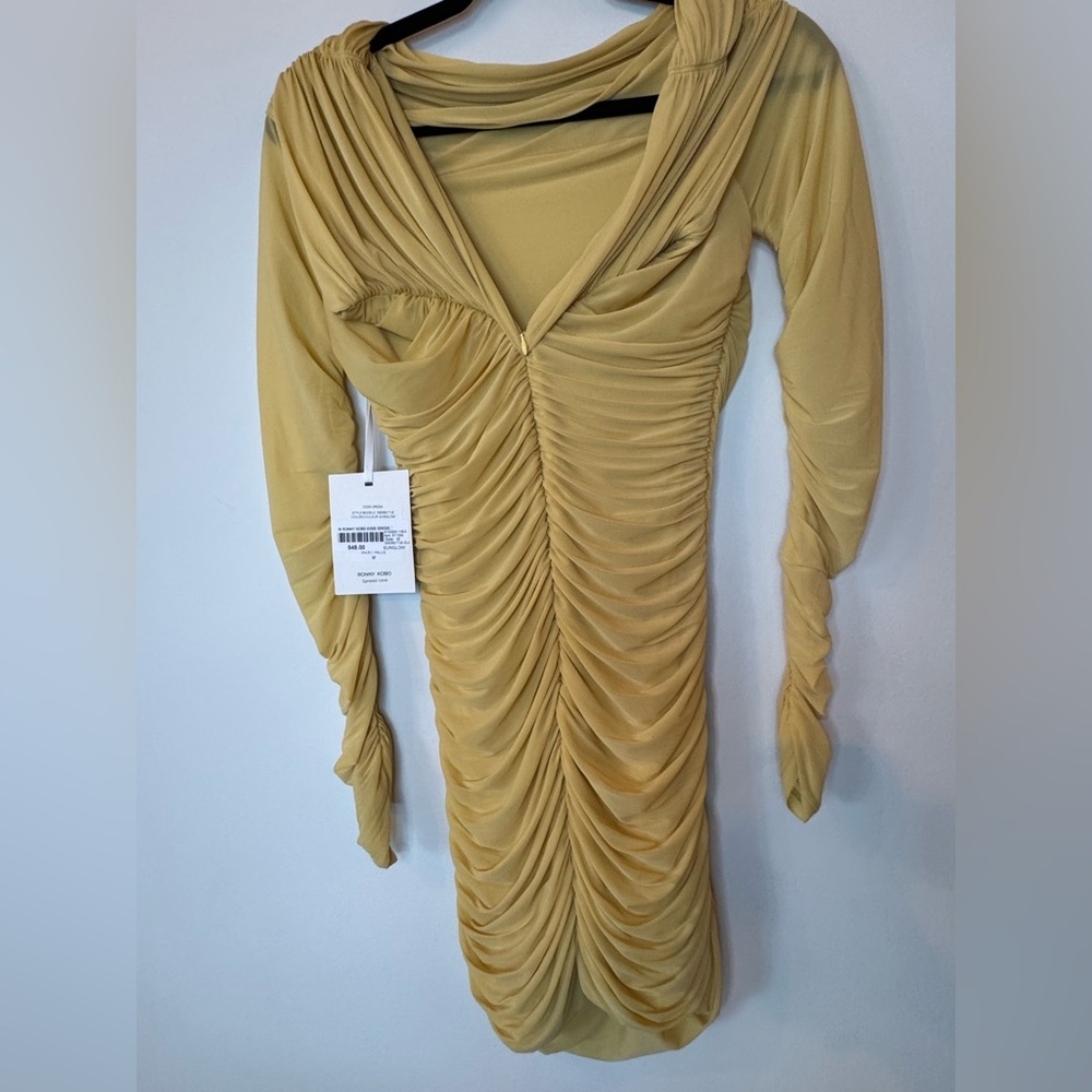 Ronny Kobo Yellow Rushed Dress – Brand New with Tags! - Picture 6 of 11